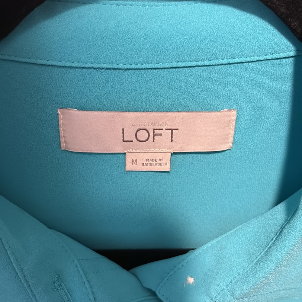 LOFT Teal Long Sleeve Shirt - Picture 2 of 3